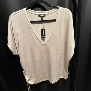 Express Cream V-Neck Top